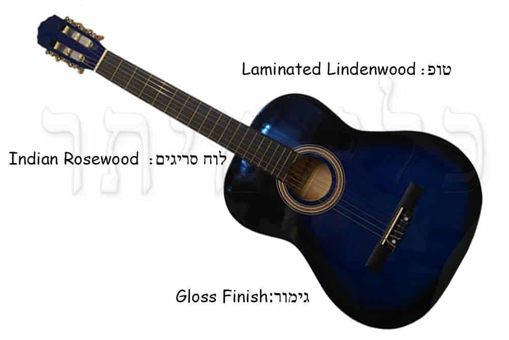 גיטרה קלאסית למתחילים - Malaguena BL 12 - החלק הקדמי של הגיטרה , לוח הסריגים, ותיבת התהודה 
