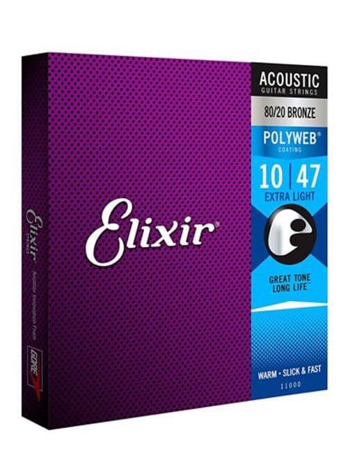 מיתרים לגיטרה אקוסטית ELIXIR POLYWEB 0.10