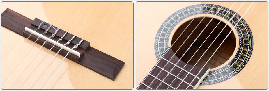 גיטרה קלאסית -EC-18-N - תיבת התהודה וגשר של הגיטרה malaguena