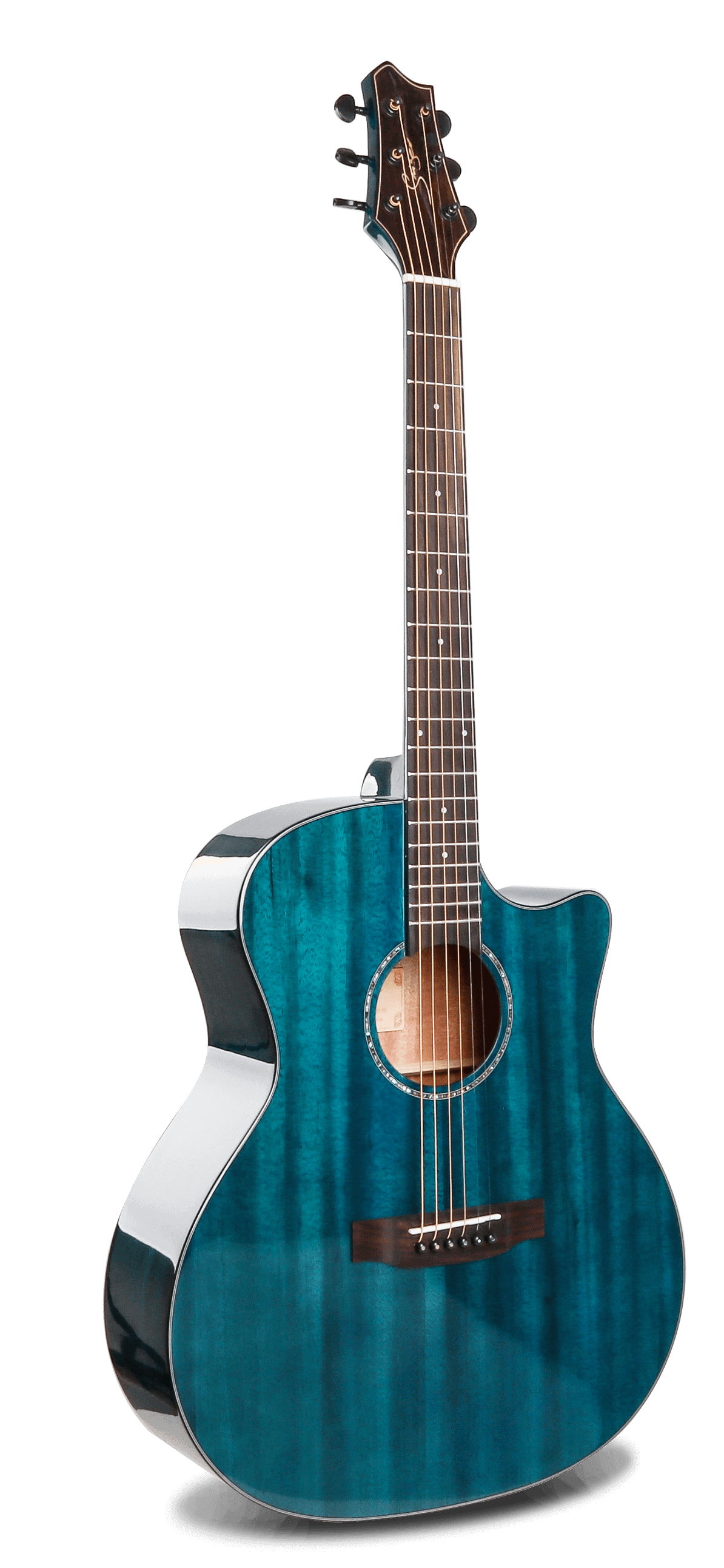 גיטרה אקוסטית סוליד טופ מוגברת Smiger- M-D10S-BL-חלק קדמי של הגיטרה